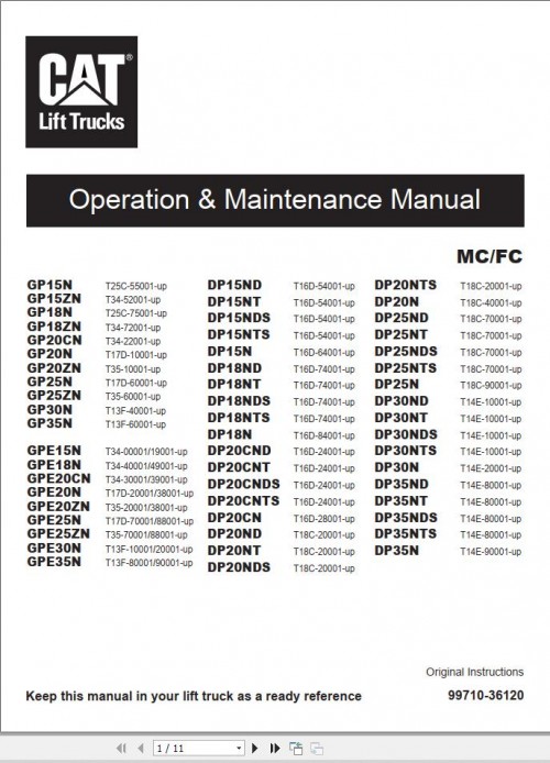 CAT Lift Truck DP20NT Service Operation Maintenance Manual 4