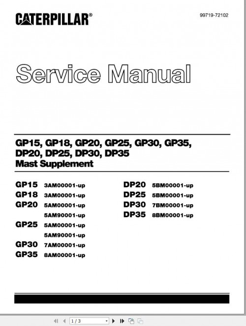 CAT Lift Truck DP25 Service Manual