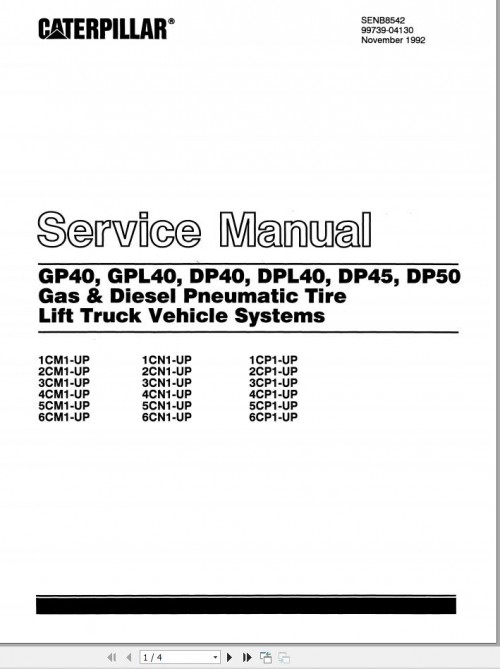 CAT Lift Truck DP50 Service Manual