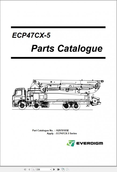 Everdigm Concrete Pump Truck ECP47CX 5 Parts Catalog H2970105E EN KO