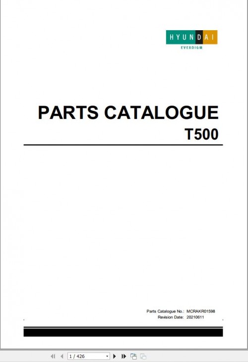 Everdigm Drill Rig T500 Parts Catalog MCRAKR01598