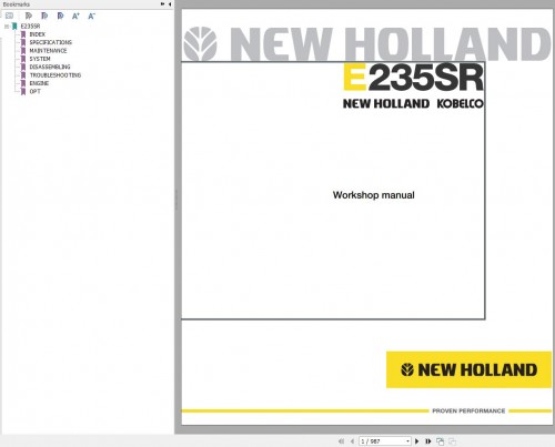 New Holland Excavator E235SR Workshop Manual 60413436