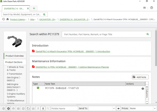 John Deere & Hitachi Parts ADVISOR 11.2023 Spare Parts Catalog Offline (10)