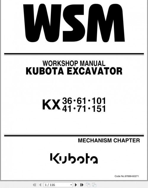 Kubota Excavator KX36 KX151 Workshop Manual (1)