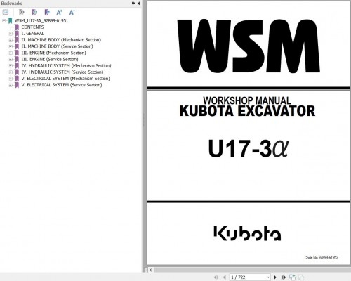 Kubota Excavator U17 3alpha Workshop Manual (1)