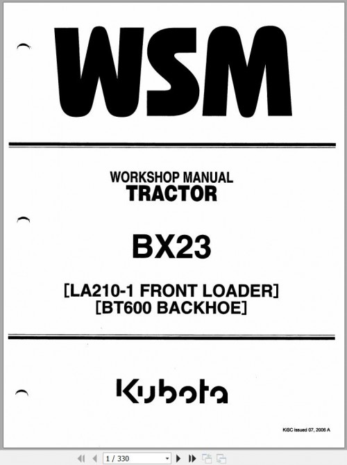 Kubota Tractor BX23 Workshop Manual (1)