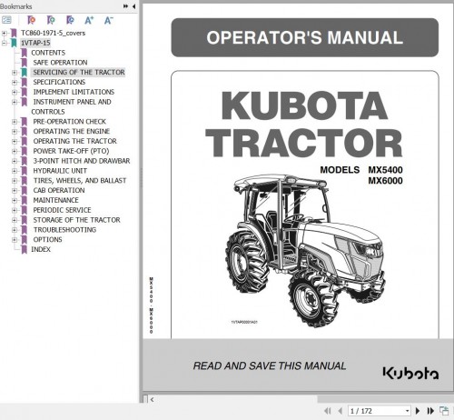 Kubota Tractor MX5400 MX6000 Operators Manual (1)