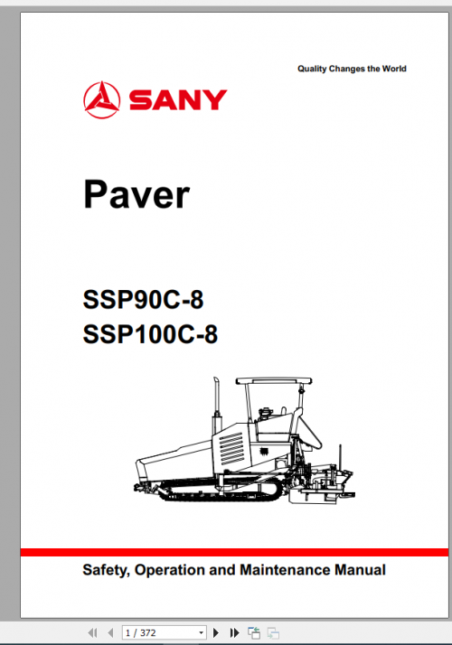 SANY Machinery 2.95 GB Operation & Maintenance Manual, Part Manual, Electric & Hydraulic Schematic 4