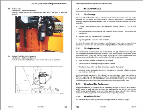 JLG Boom Lifts 1250AJP Operation Safety Manual 31222384 2023 PVC 2307 1