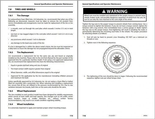 JLG Boom Lifts 340AJ Operation Safety Manual 31222351 2023 PVC 2307 1