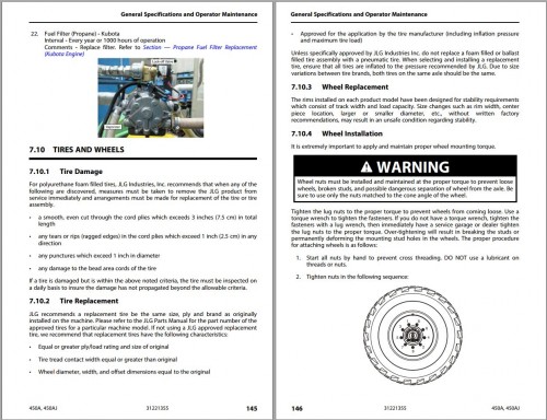 JLG Boom Lifts 450A 450AJ Operation Safety Manual 31221355 2023 PVC 2301 1