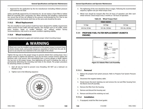 JLG Boom Lifts 450A 450AJ Operation Safety Manual 31222360 2023 PVC 2307 1