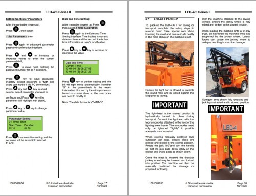 JLG Light Towers LED 4 LED 6 II Operation Safety Manual 1001309656 2023 1