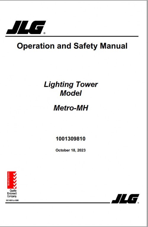 JLG Light Towers Metro MH Operation Safety Manual 1001309810 2023