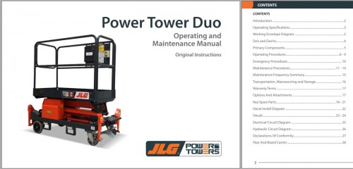 JLG POWER TOWERS Vertical Masts POWER TOWER DUO Operation Maintenance Manual 1001278171 2023