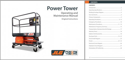 JLG POWER TOWERS Vertical Masts POWER TOWER Operation Maintenance Manual 1001289615 2023