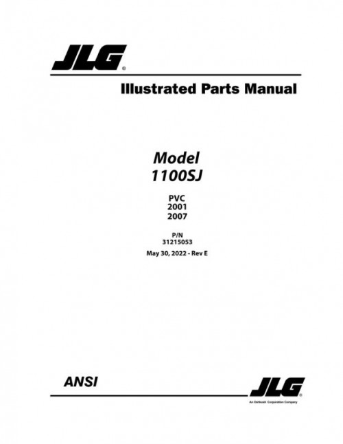 JLG Boom Lifts 1100SJ Parts Manual 31215053 2022 PVC 2001 2007