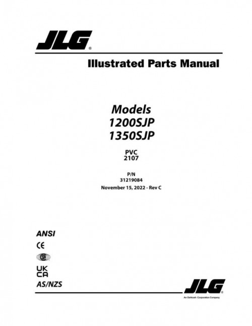 JLG Boom Lifts 1200SJP 1350SJP Parts Manual 31219084 2022 PVC 2107