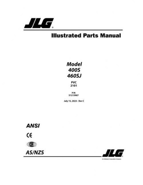 JLG Boom Lifts 400S 460SJ Parts Manual 31215967 2023 PVC 2101