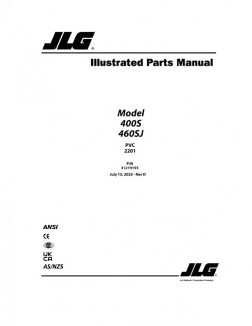 JLG Boom Lifts 400S 460SJ Parts Manual 31219193 2023 PVC 2201