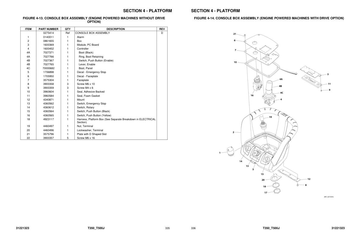 JLG Boom Lifts T350 T500J Parts Manual 31221323 2023 PVC 2201 Auto