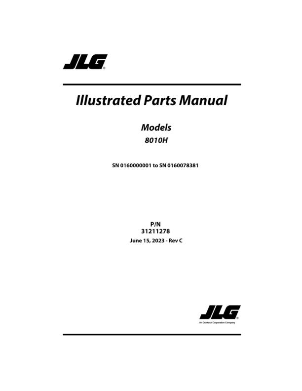 JLG Telehandlers 8010H Parts Manual 31211278 2023 | Auto Repair Manual ...