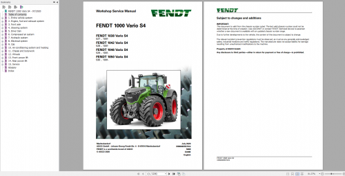 Fendt Tractor 1000 Vario S4 VIN 527 530 Workshop Service Manual EN 1