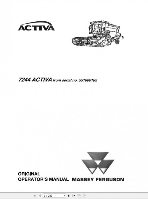 Massey Ferguson Combine 7244 ACTIVA Operator Manual