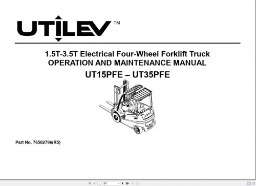 Yale Forklift A374 (UT15 25PFE) Service Operation Maintenance Manual 1