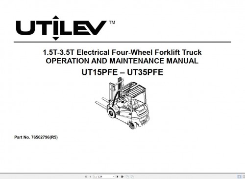 Yale Forklift A379 (UT15 25PFE) Service Operation Maintenance Manual 1