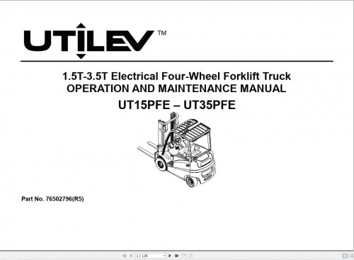 Yale Forklift A392 (UT30 35PFE) Operation Maintenance Service Manual