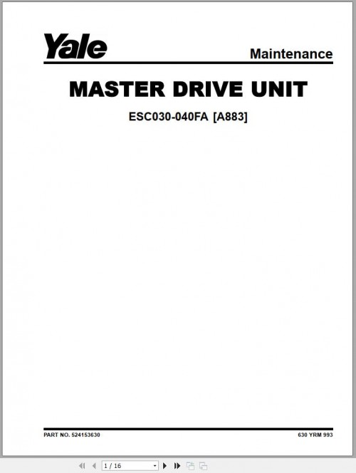 Yale Forklift A883 (ESC030 040FA) Service Manual