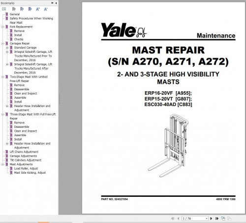 Yale Forklift A955 (ERP16 18 20VF) Service Manual 1