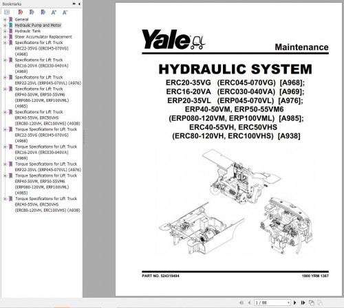 Yale Forklift A968 (ERC045VG 070VG) Service Manual