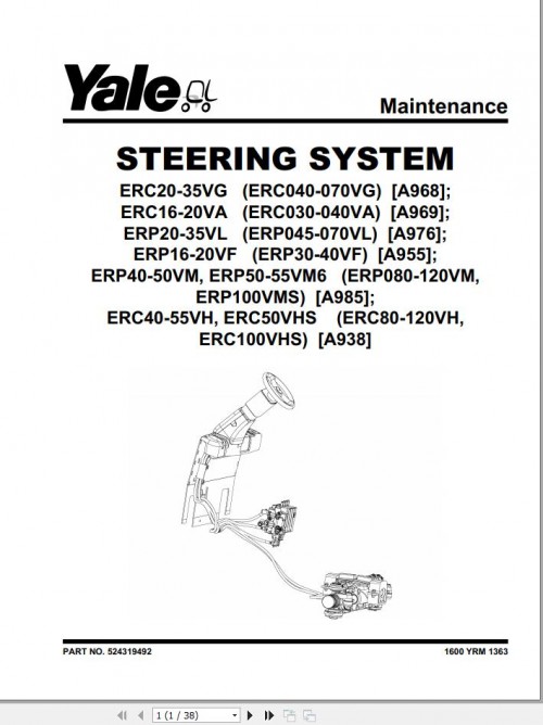 Yale Forklift A968 (ERC22VG, ERC25VG, ERC30VG, ERC32VG, ERC35VG) Service Manual 1