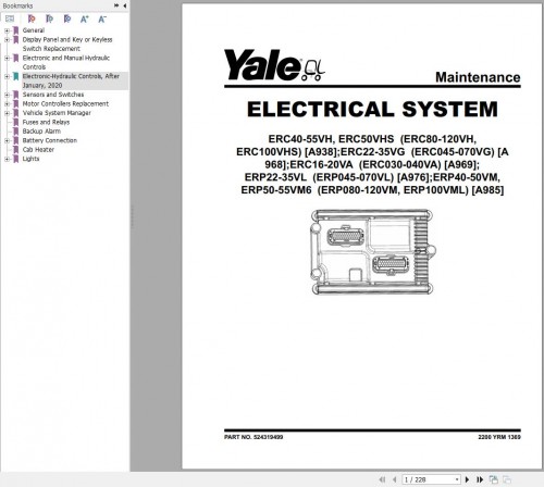 Yale Forklift A969 (ERC030 ERC040VA) Service Manual