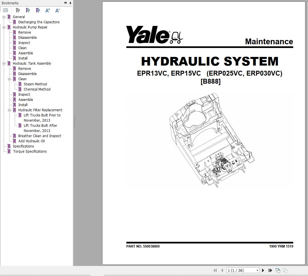 Yale Forklift B888 (ERP13VC, ERP15VC) Service Manual | Auto Repair ...