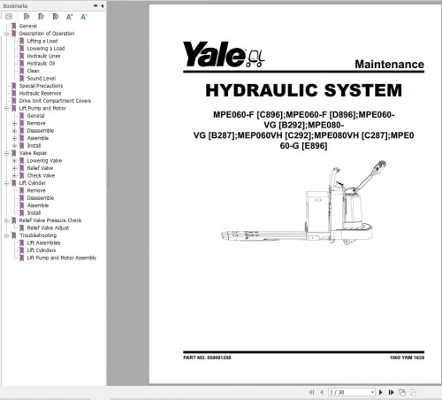 Yale Forklift C292 (MPE060VH, MVP080VH) Service Manual 1