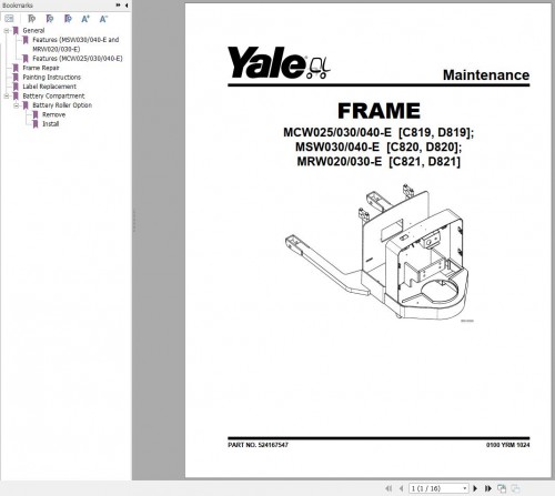 Yale Forklift C821 (MRW020 030E) Service Manual 1