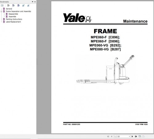 Yale Forklift C896 (MPE060 F) Service Manual 1