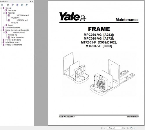 Yale Forklift C902 (MTR005 F, MTR007 F) Service Manual 1