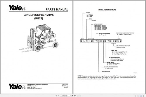 Yale Forklift GP GLP GDP 80 120vx (K813) Parts Manual 550118539 (1)
