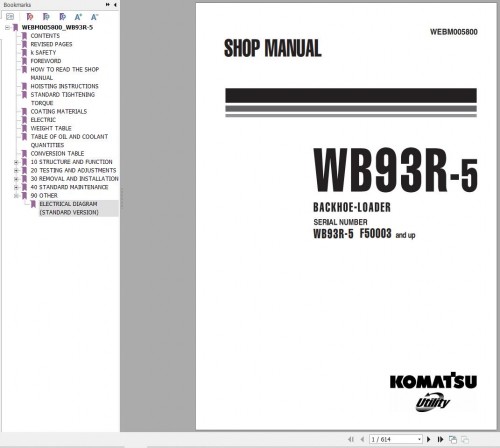 Komatsu Backhoe Loader WB93R 5 Shop Manual WEBM005800 (1)