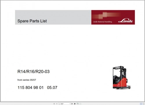 Linde Forklift R14 R16 R20 03 Spare Parts List 115 804 98 01 (1)