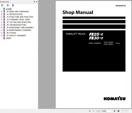 Komatsu Forklift Truck FE25 2 FE30 2 Shop Manual WEN00009 00
