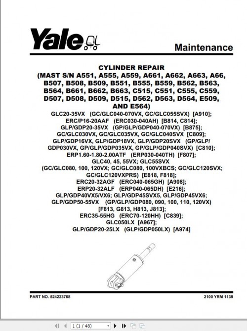 Yale Forklift E818 (GC GLC080 100 120VX to GC GLC120V) Service Manual 1