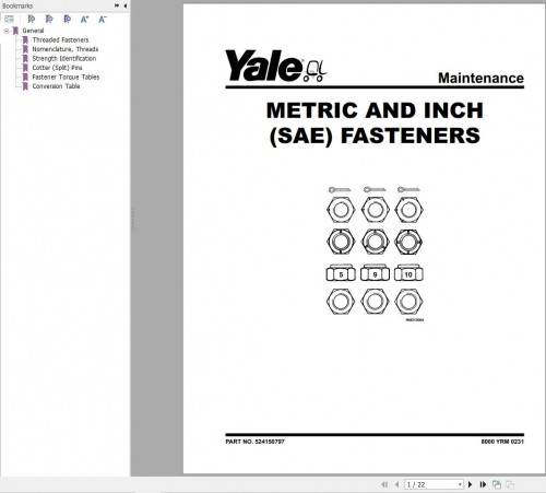 Yale Forklift G877 (GDP300EC, GDP330DC, GDP360EC) Service Manual 02.2023