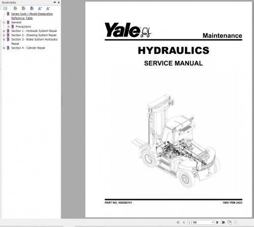 Yale Forklift K876 (GDP160EFS12 to GDP80 120DF Europe) Service Manual 09.2023 1