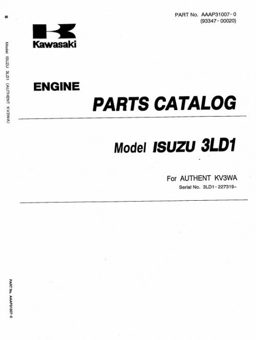 Kawasaki Road Roller KV3WA Parts Manual EN JP 1