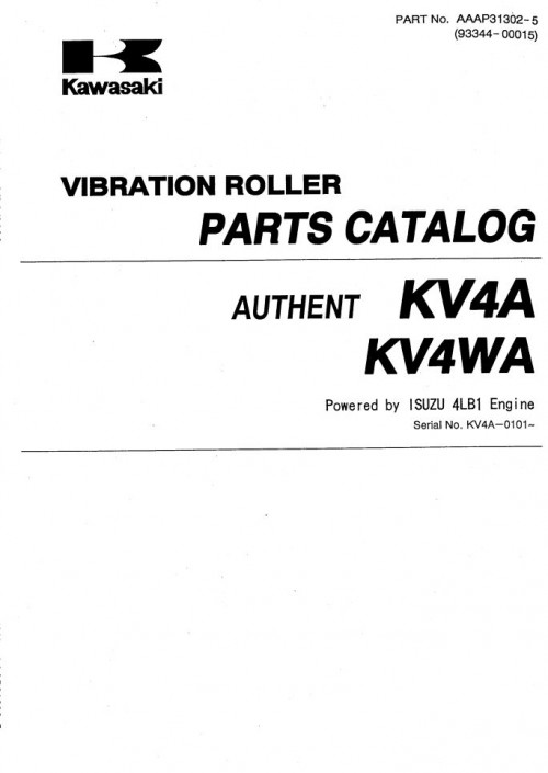 Kawasaki Road Roller KV4A KV4WA Parts Manual EN JP